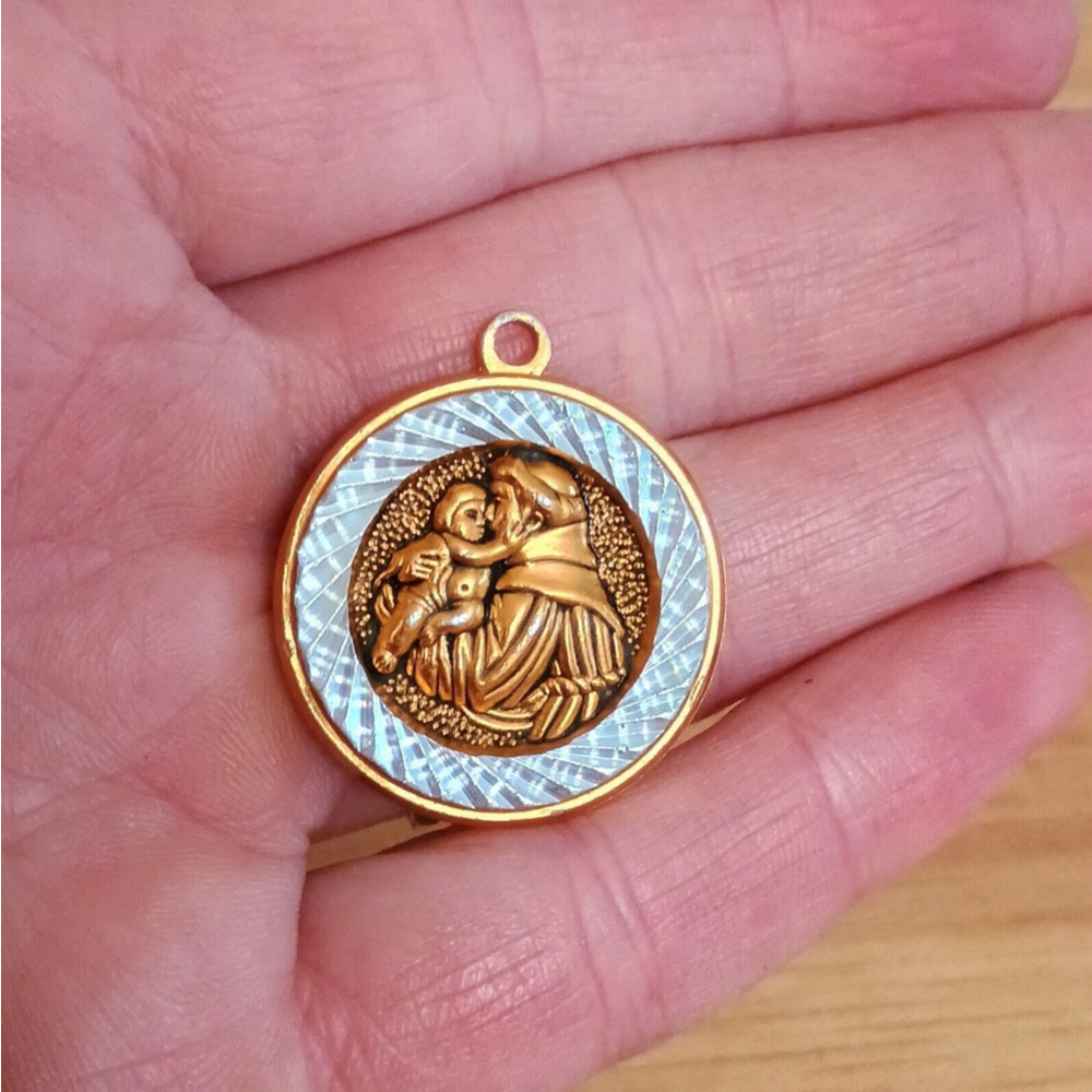 The Franciscans St Anthonys Child Two Tone Metal Pendant Religious Catholic
